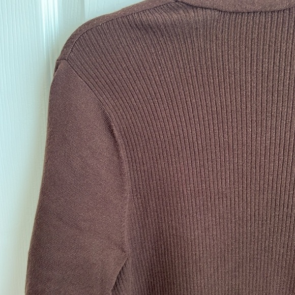 Chicos‎ Brown Cardigan Sweater Short Sleeve Open Front Knit Size 1 Medium - Picture 7 of 8